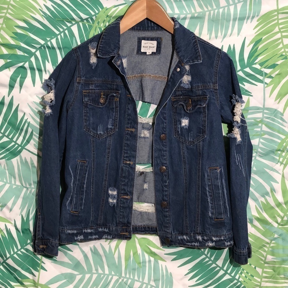Distressed jean jacket size s